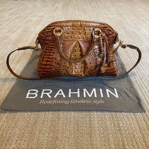 BRAHMIN NWOT Large Brown Leather Croc Louise Rose Satchel